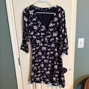 Abercrombie & Fitch Navy Floral Long Sleeve Dress